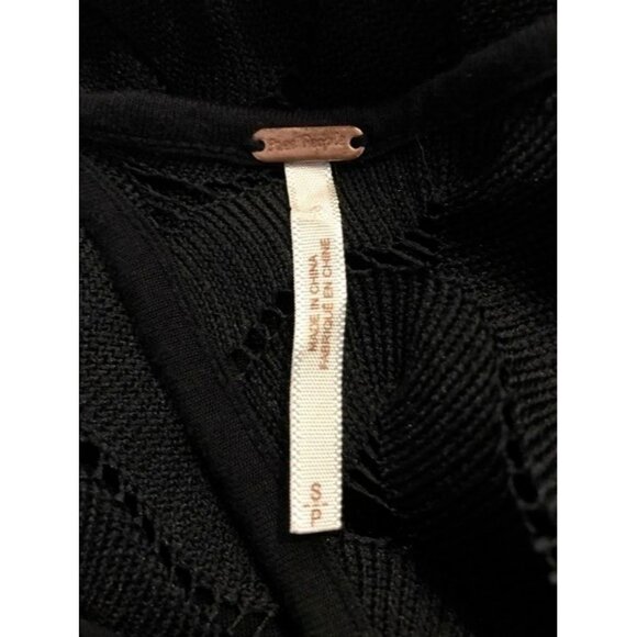 FREE PEOPLE Midi Dress Size Small Black Lined Open Knit Shell Overlay - Picture 6 of 8